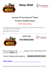 Joanna Mardon School of Dance - A night at the Movies Show 2018 DVD order forms download