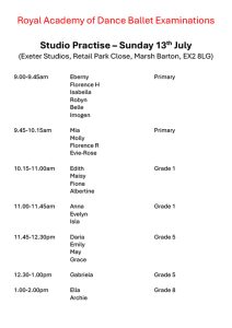 RAD Ballet Studio Practise 13th July Joanna Mardon School of Dance